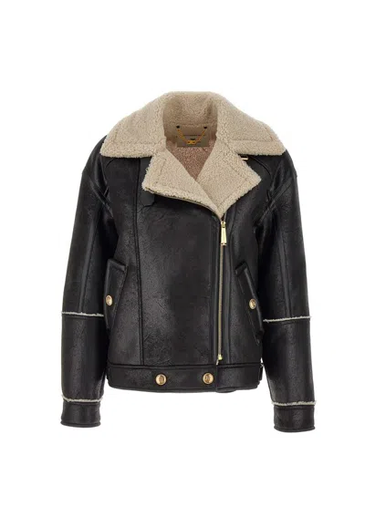 ELISABETTA FRANCHI ELISABETTA FRANCHI AVIATOR FAUX LEATHER JACKET