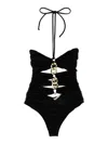 Elisabetta Franchi Chain One-piece Swimsuit Beachwear In Black