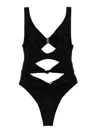 Elisabetta Franchi Knotted Cut-out High-leg Swimsuit In Black