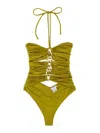 Elisabetta Franchi Chain-accented One-piece Swimsuit With Cut-out Details In Green