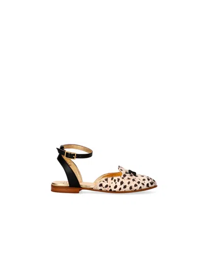 Elisabetta Franchi Kids' Baby Dancers Beige-black In Animal Print