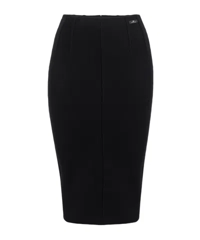 Elisabetta Franchi Back-detail Midi Pencil Skirt In Black