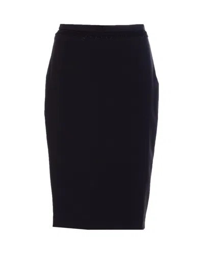 Elisabetta Franchi Longuette Skirt With Bow Detail And Back Split In Black