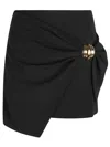 Elisabetta Franchi Fluid Crepe Skirt With Macro Bow In Black