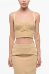 Elisabetta Franchi Back Zipped Bustier Top In Brown