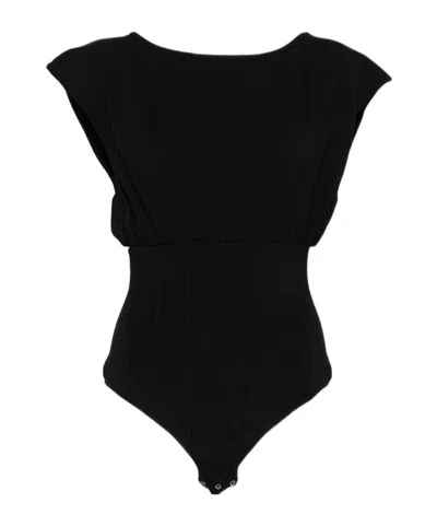 Elisabetta Franchi Crewneck Knit Bodysuit In Black