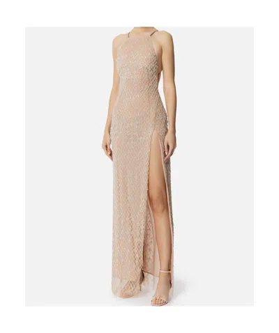 Elisabetta Franchi Backless Dress Dress In Nude
