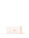 Elisabetta Franchi White Clutch With Detachable Chain Strap In Beige