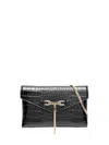 Elisabetta Franchi Crocodile-effect Chain Clutch In Black
