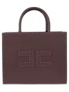Elisabetta Franchi Small Leather-effect Handbag With Stitching In Cacao