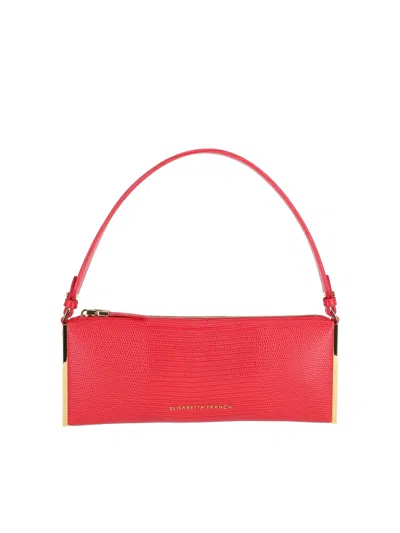 Elisabetta Franchi Lizard-effect Gold-tone Trim Shoulder Bag In Red