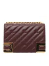 Elisabetta Franchi Medium Quilted Chain-linked Crossbody Bag In Red