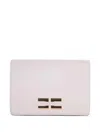 Elisabetta Franchi Rectangular Pink Smooth Geometric Clasp Clutch In White