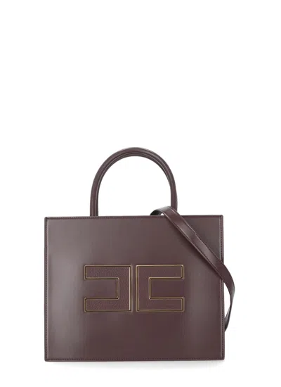 Elisabetta Franchi Bag With Logo In Burgundy