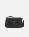 Elisabetta Franchi Textured Faux Leather Shoulder Bag With Logo Plaque