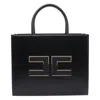 Elisabetta Franchi Structured Handbag With Prominent Logo Detail In Black