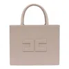 Elisabetta Franchi Medium Leather-effect Handbag With Stitching In Beige
