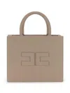 Elisabetta Franchi Medium Leather-effect Handbag With Stitching In Beige