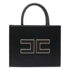 Elisabetta Franchi Structured Handbag With Prominent Logo Detail In Black