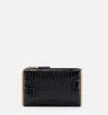 Elisabetta Franchi Compact Crocodile-textured Handbag With Gold Accents In Animal Print