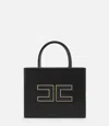 Elisabetta Franchi Structured Handbag With Prominent Logo Detail In Black