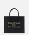 Elisabetta Franchi Structured Handbag With Prominent Logo Detail In Black
