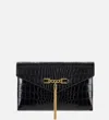 Elisabetta Franchi Crocodile-effect Chain Clutch In Black