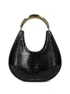 Elisabetta Franchi Crescent-shaped Black Crocodile-embossed Shoulder Bag In Black
