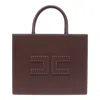 Elisabetta Franchi Small Leather-effect Handbag With Stitching In Brown