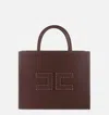 Elisabetta Franchi Small Leather-effect Handbag With Stitching In Brown