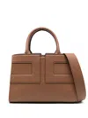 Elisabetta Franchi Rectangular Textured Handbag With Detachable Strap In Brown