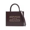 Elisabetta Franchi Structured Tote Bag With Dual Handles And Gold-tone Logo In Purple