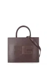 Elisabetta Franchi Bordeaux Structured Shoulder Bag In Brown