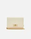 Elisabetta Franchi Cream-colored Bag With A Gold Chain Shoulder Strap In White