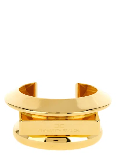 Elisabetta Franchi Logo-detail Cuff Bracelet In Gold