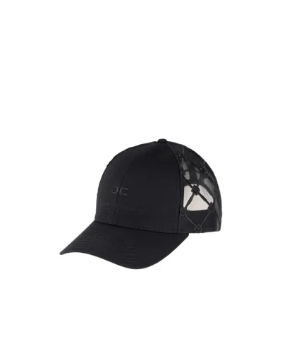 Elisabetta Franchi Baseball Cap In Cotton Gabardine And Mesh In Black