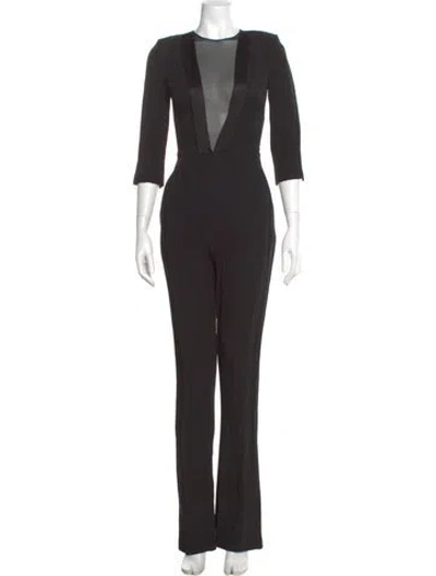 Pre-owned Elisabetta Franchi Bateau Neckline Jumpsuit In Black