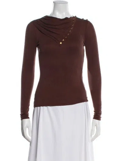 Pre-owned Elisabetta Franchi Bateau Neckline Sweater W/ Tags In Brown
