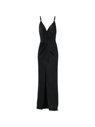 Elisabetta Franchi S Red Carpet Dress With Embroidered Crystals In Black