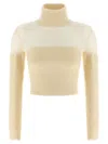 Elisabetta Franchi Brushed Insert Turtleneck Sweater Sweaters And Cardigans White In Neutral
