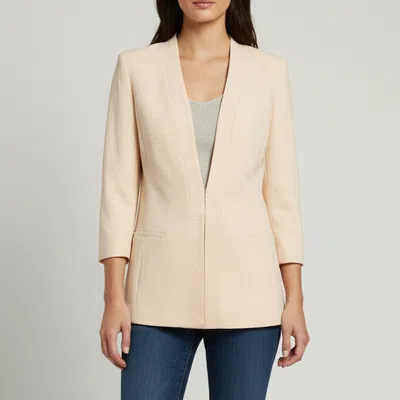 Pre-owned Elisabetta Franchi Beige Crepe Single Breasted Blazer M In Sand