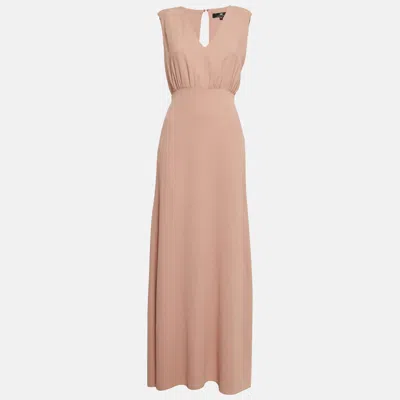 Pre-owned Elisabetta Franchi Beige Crepe Sleeveless Maxi Dress M