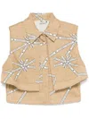 Elisabetta Franchi Cropped Beige And White Structured Shirt In Pink