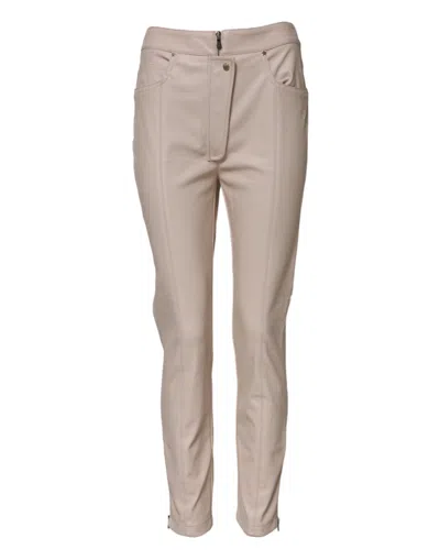 Elisabetta Franchi Beige High Waist Tapered Pants In Sand
