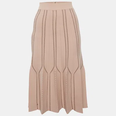 Pre-owned Elisabetta Franchi Beige Knit Gonna Di Maglia Mini Skirt S In Sand