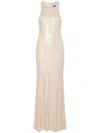 Elisabetta Franchi Women's Beige Sequin Straps Dress