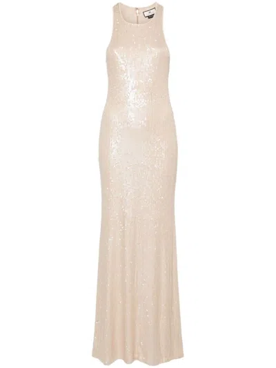 ELISABETTA FRANCHI ELISABETTA FRANCHI BEIGE SEQUIN STRAPS DRESS