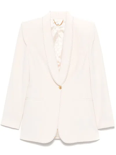 ELISABETTA FRANCHI BEIGE SINGLE-BREASTED BLAZER