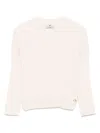 Elisabetta Franchi Beige V-neck Sweater With Side-buttoned Sleeves In Neutral