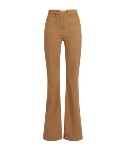 Elisabetta Franchi Bell-bottom Jeans With Small Pockets In Brown